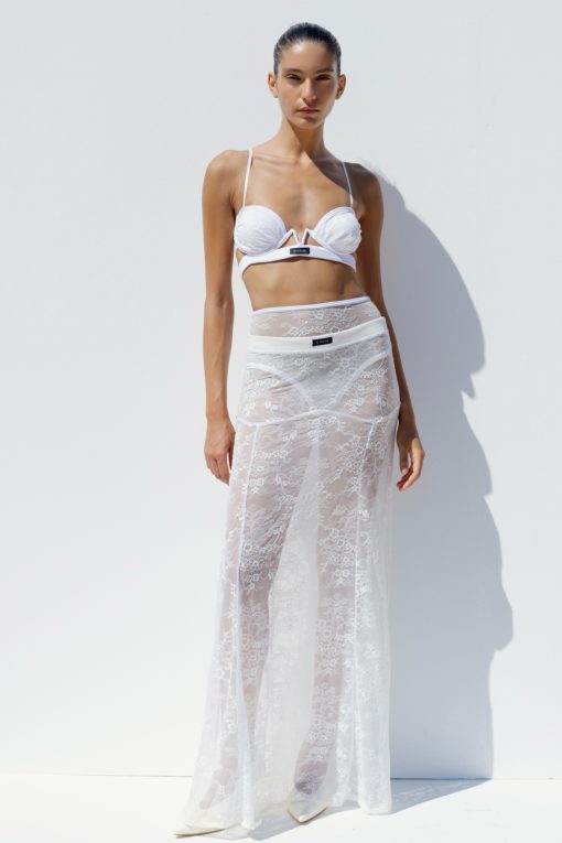 White lace skirt