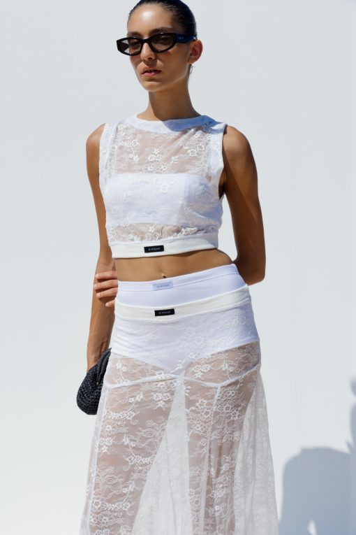 White lace shirt