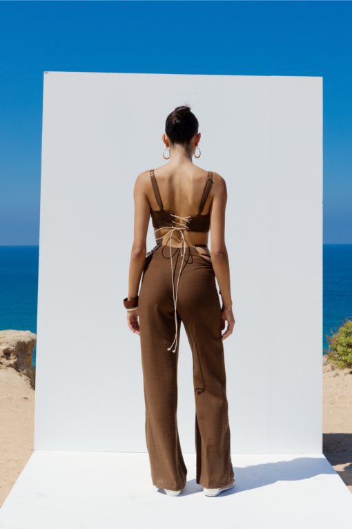 linen suit brown